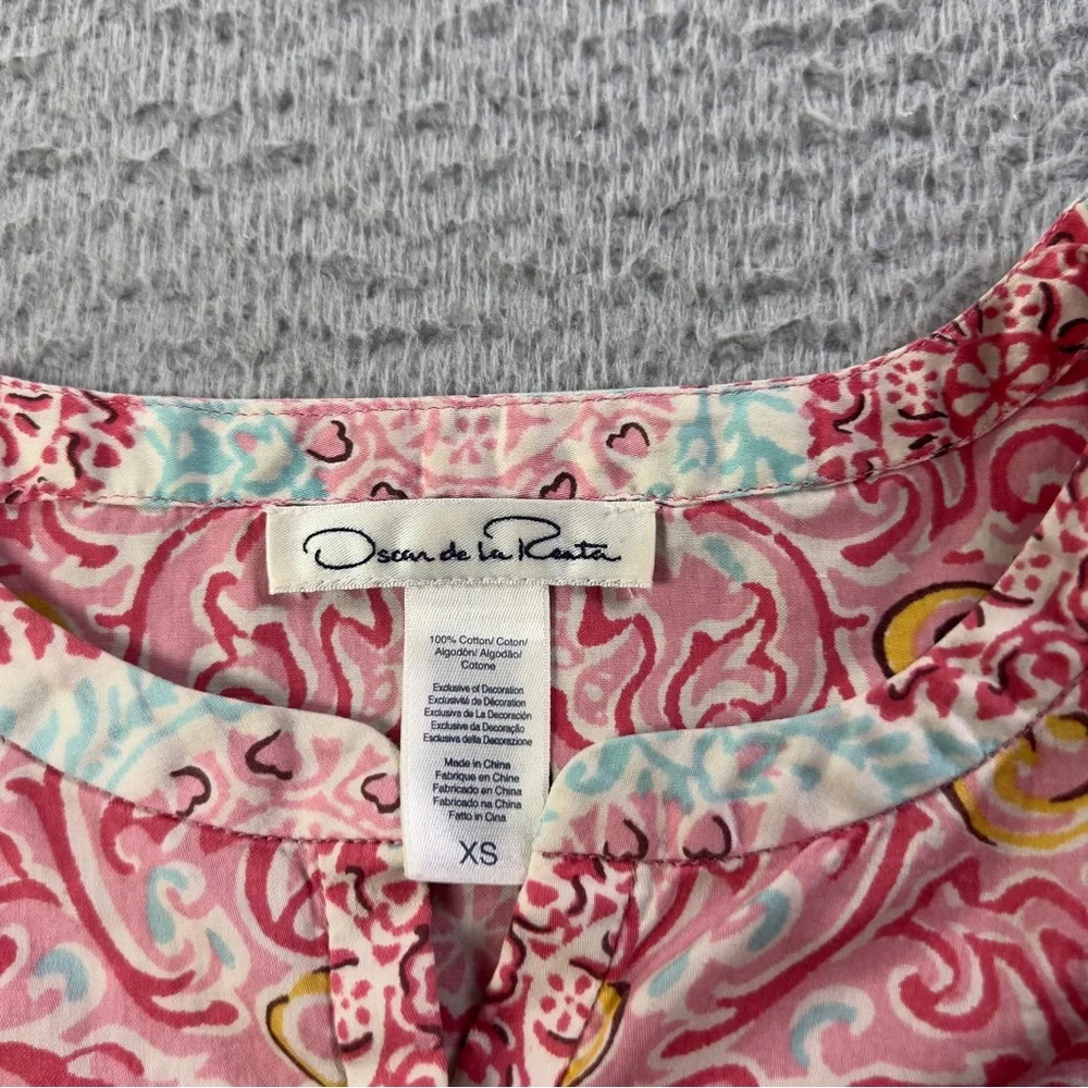 Oscar De La Renta Dress Womens XS Multicolor Henley Neck Preppy Casual Cotton - Picture 4 of 8